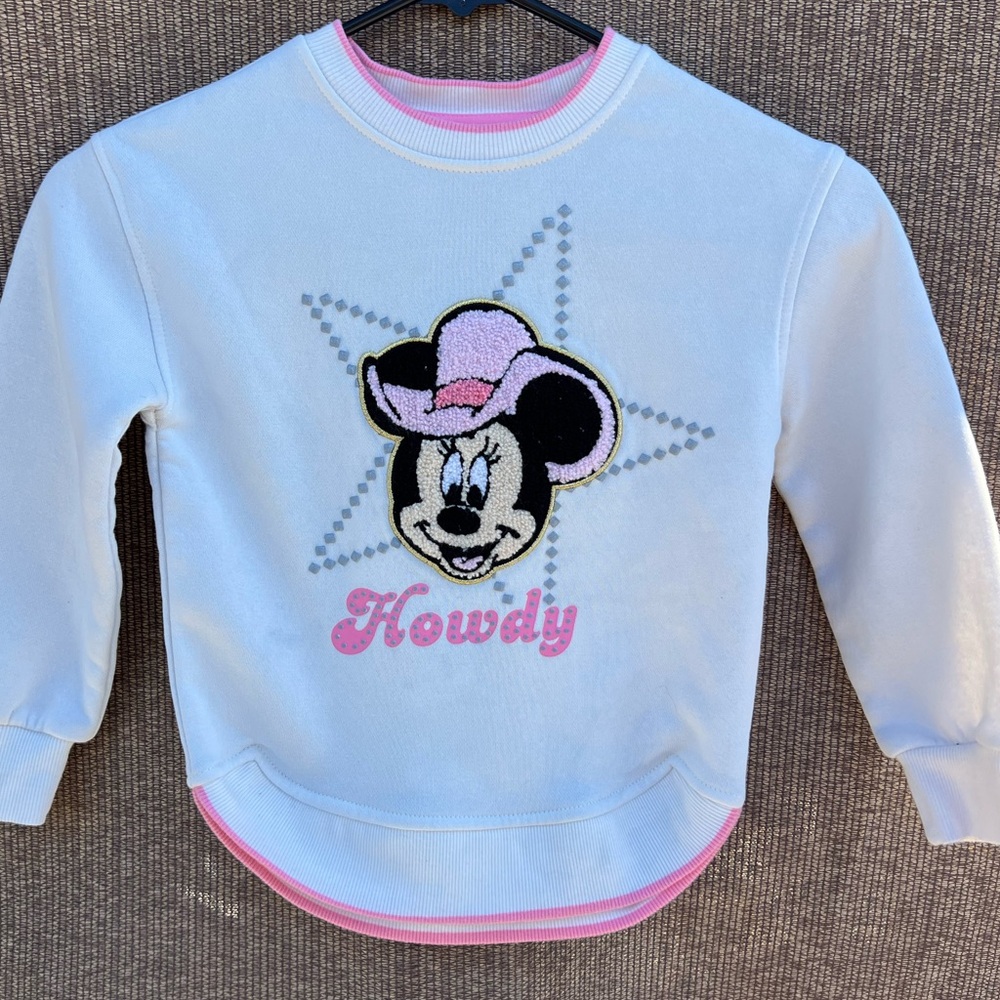 Minnie Mouse Girls Sz 5 sweatshirt pink Star Cowgirl Howdy